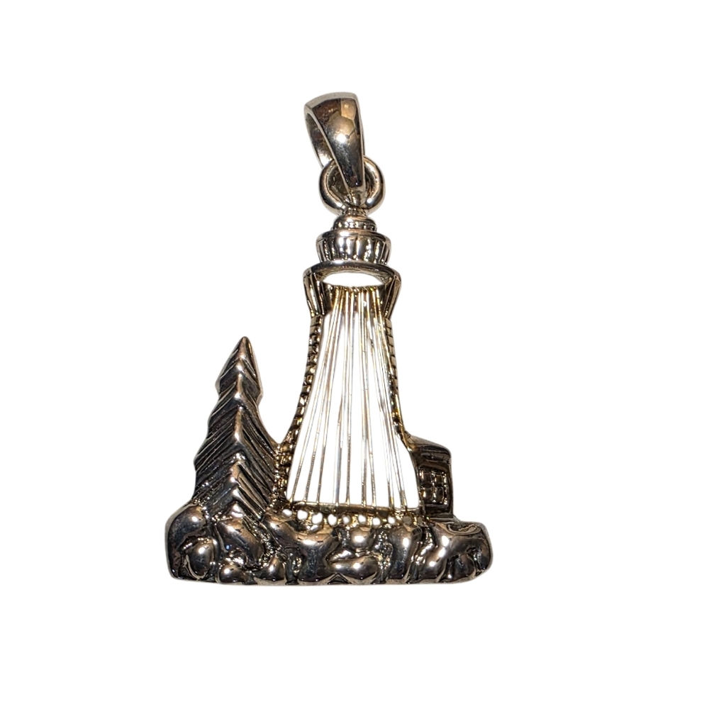 Silver Lighthouse Pendant EUC